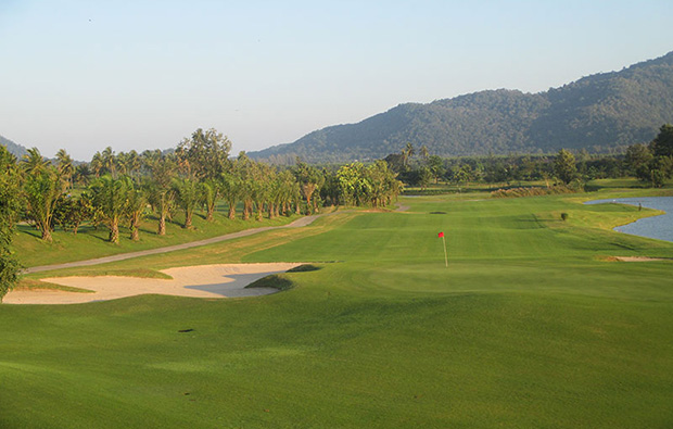 looking back from green, pleasant valley golf club, pattaya, thailand