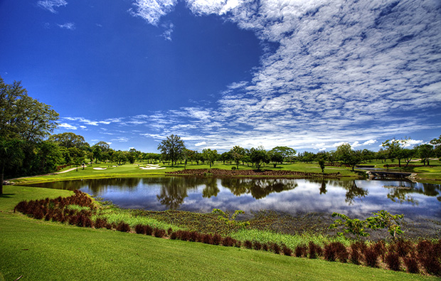 view over lake, siam country club old course, pattaya, thailand