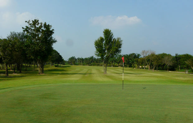 looking back from green, pattavia century golf club, pattaya, thailand